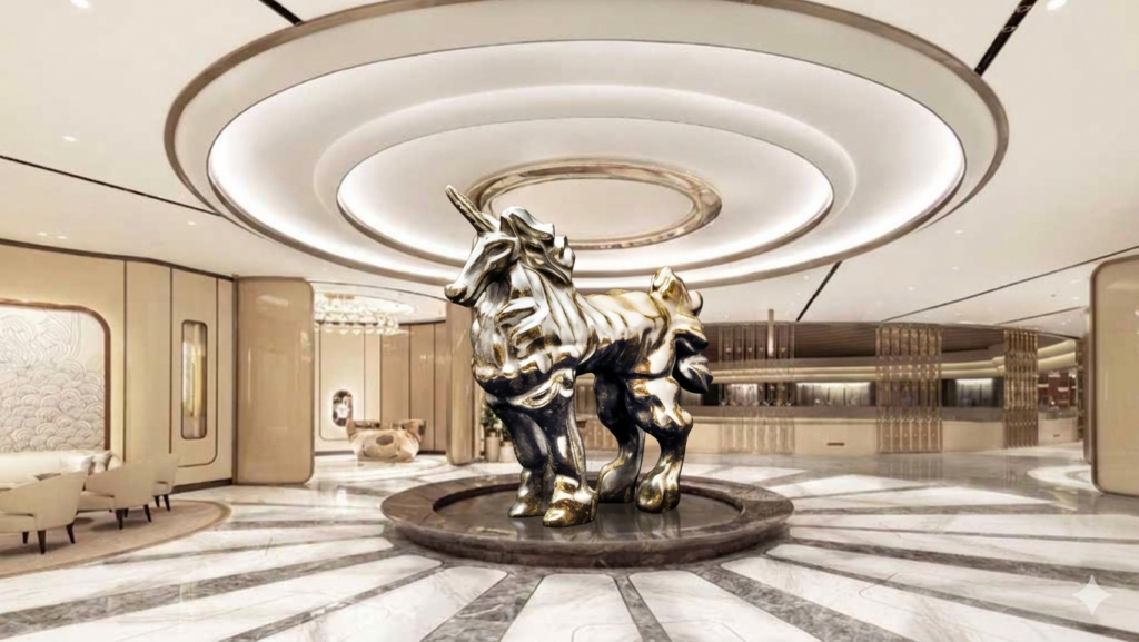 楊占不鏽鋼雕塑－神獸獨角獸女王